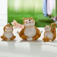 Ocala Cat Yoga Trio Sculpture Large - Brown, Polyresin