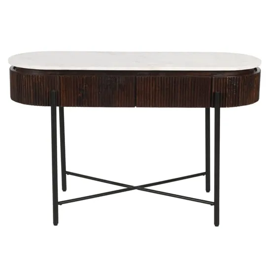 Ocala Console Table - White, Dark Mahogany