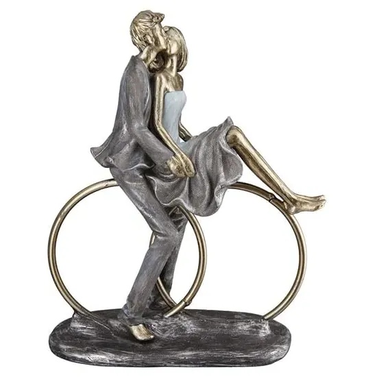 Ocala Couple On Rings Sculpture - Gold, Polyresin image