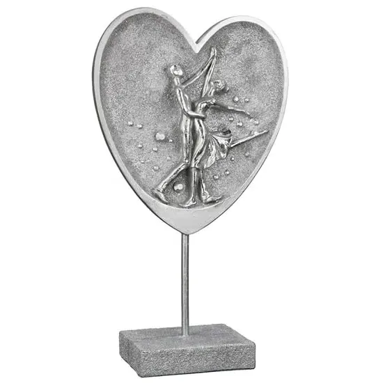 Ocala Dancing Couple Heart Sculpture - Silver, Polyresin image