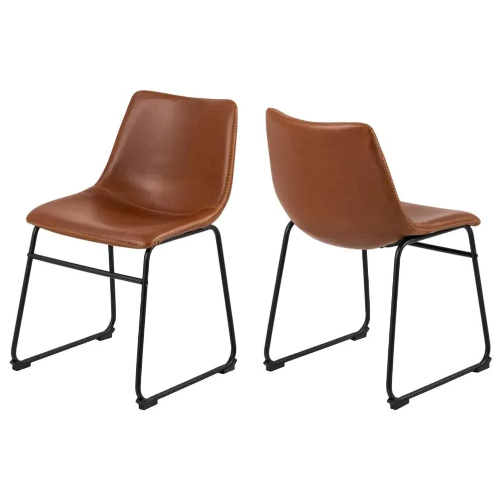 Ocala Dining Chairs Set of 2 - Brandy, PU Leather image
