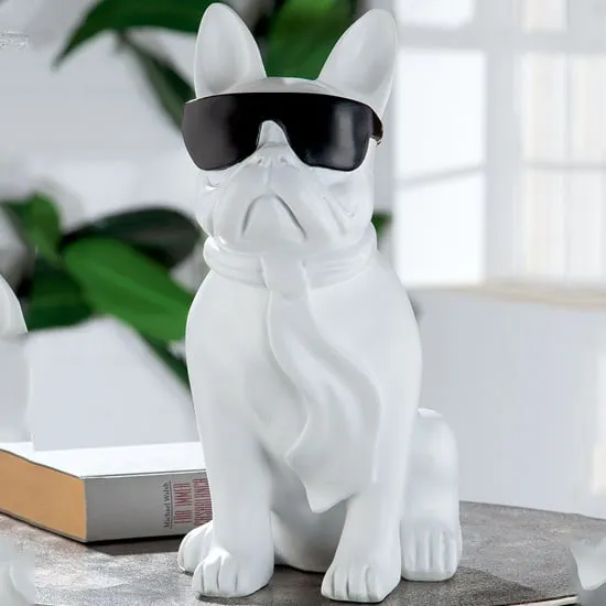Ocala Dog Sitting Sculpture - White, Polyresin