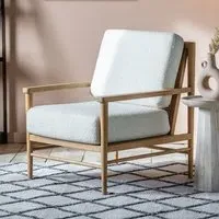 Ocala Fabric Armchair with Wooden Frame - Cream
