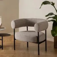 Ocala Fabric Lounge Chair with Black Metal Frame - Beige