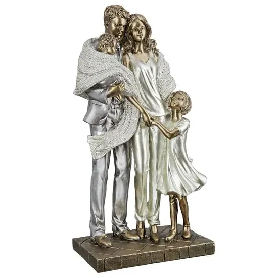 Ocala Family Happiness Sculpture I - Gold, Polyresin