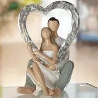 Ocala Heart Frame Sculpture - Grey, Polyresin