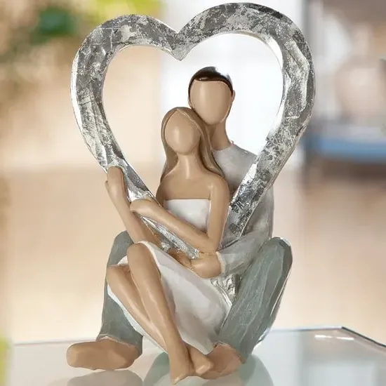 Ocala Heart Frame Sculpture - Grey, Polyresin