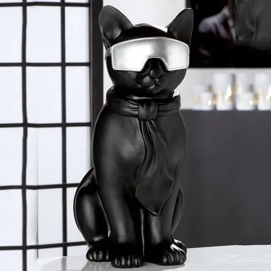 Ocala Hero Cat Sitting Sculpture - Black, Polyresin image