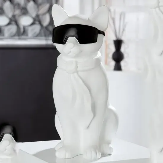 Ocala Hero Cat Sitting Sculpture - White, Polyresin