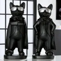 Ocala Hero Cats Sculpture - Black, Polyresin