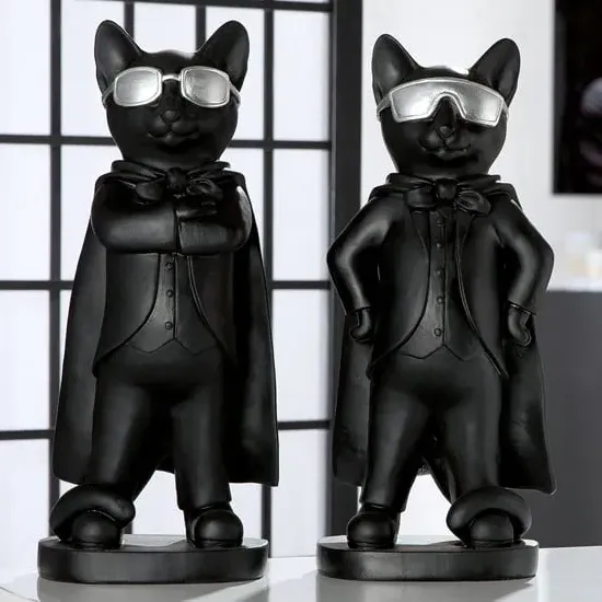 Ocala Hero Cats Sculpture - Black, Polyresin image