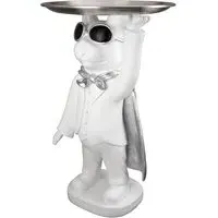 Ocala Hero Dog Sculpture with Tray - White, Polyresin