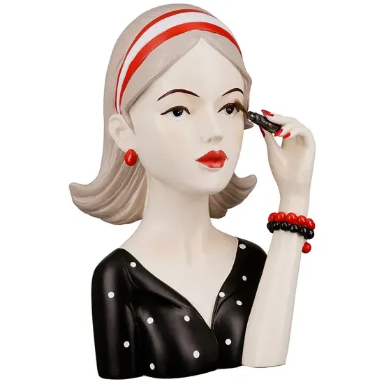 Ocala Lady With Mascara Polyresin Sculpture - Cream, Black product