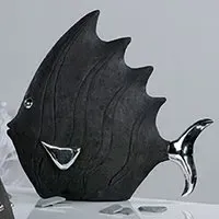 Ocala Large Fish Sculpture - Black, Polyresin