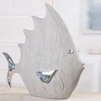 Ocala Large Fish Sculpture - Grey, Polyresin