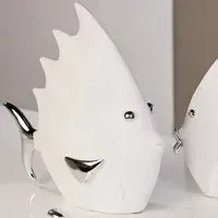 Ocala Large Fish Sculpture - White, Polyresin