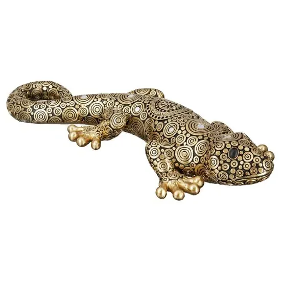 Ocala Large Gecko Sculpture - Gold, Polyresin