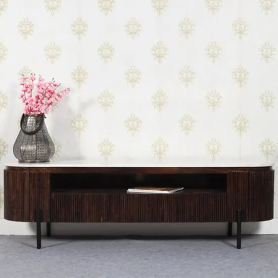 Ocala Large TV Stand with Storage - White, Dark Mahogany