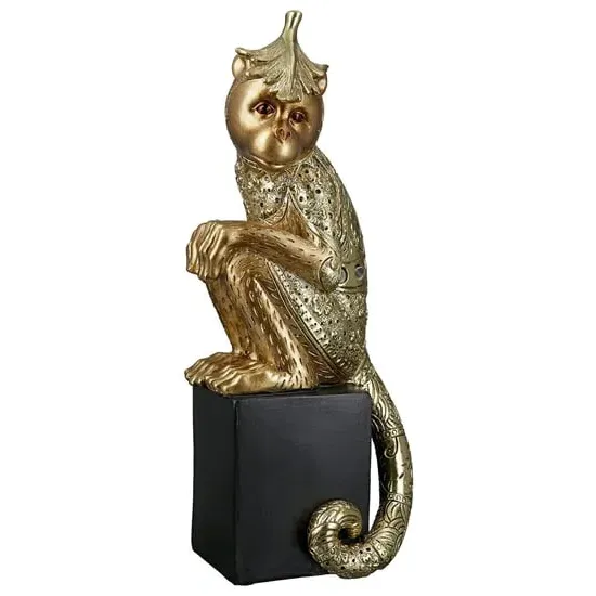 Ocala Little Monkey I Sculpture - Gold, Polyresin image