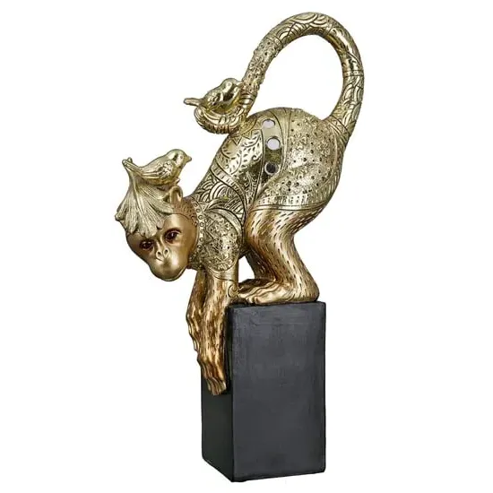Ocala Little Monkey II Sculpture - Gold, Polyresin