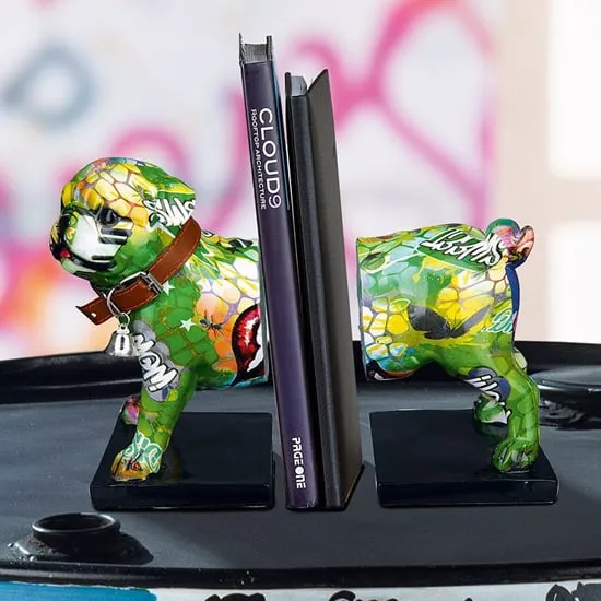 Ocala Mops Bookend Sculpture - Multicolour, Polyresin product