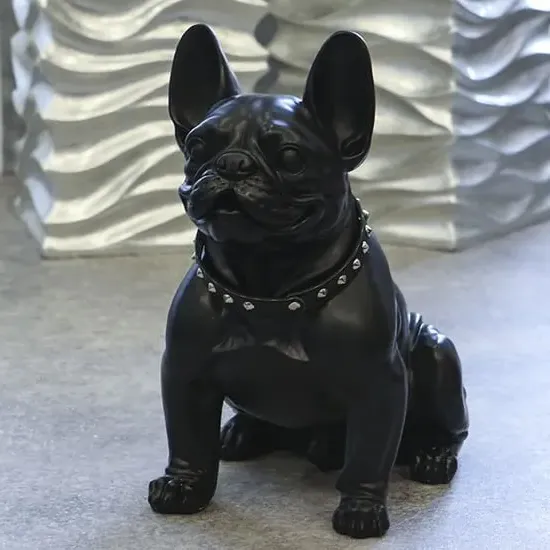 Ocala Polyresin Bulldog Sculpture - Matt Black