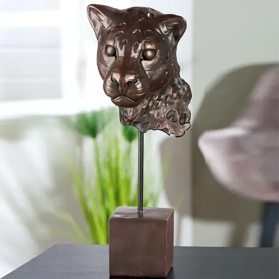 Ocala Polyresin Leopard Sculpture - Antique Bronze