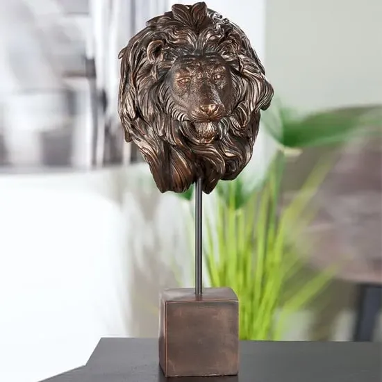 Ocala Polyresin Lion Sculpture - Antique Bronze