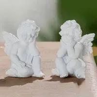 Ocala Set of 2 Angel Sculptures - White, Synthetic Resin alternate view