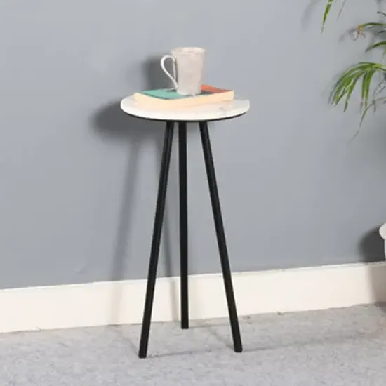 Ocala Side Table - White, Marble