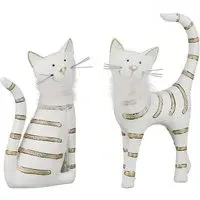 Ocala Small Cat Smile Sculpture - White, Polyresin