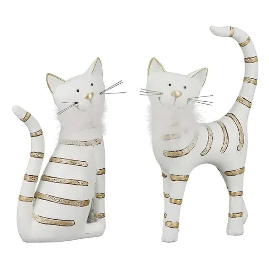 Ocala Small Cat Smile Sculpture - White, Polyresin