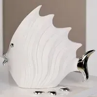 Ocala Small Fish Sculpture - White, Polyresin