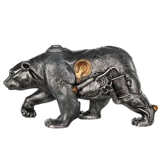 Ocala Steampunk Bear Sculpture - Silver, Polyresin product
