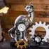 Ocala Steampunk Cat Sculpture - Silver, Polyresin