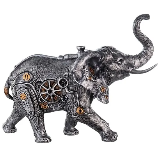 Ocala Steampunk Elephant Sculpture - Silver, Polyresin image