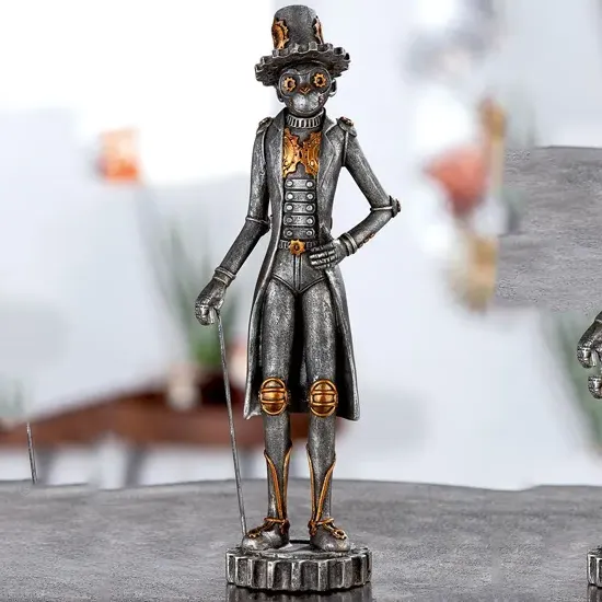 Ocala Steampunk Monkey Sculpture - Silver, Polyresin product