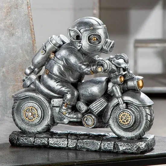 Ocala Steampunk Motor Sculpture - Silver, Polyresin product