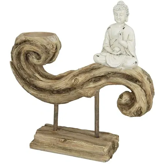 Ocala Tealight Buddha Sculpture - White, Polyresin