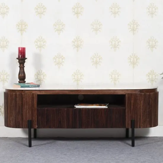 Ocala TV Stand with Storage - White, Dark Mahogany