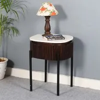 Ocala Bedside Table with Drawer - White, Dark Mahogany alternate view