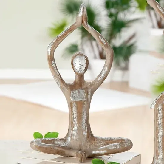 Ocala Yoga Woman III Sculpture - Antique Brown, Polyresin image