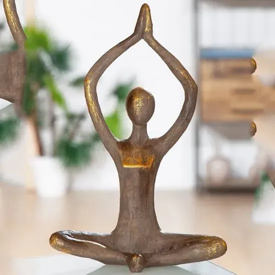 Ocala Yoga Woman III Sculpture - Brown, Polyresin