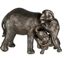 Ocala Zambezi Elephant with Baby Sculpture - Grey, Polyresin