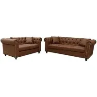Oceanside 3+2 Seater Sofa Set - Brown, Faux Leather