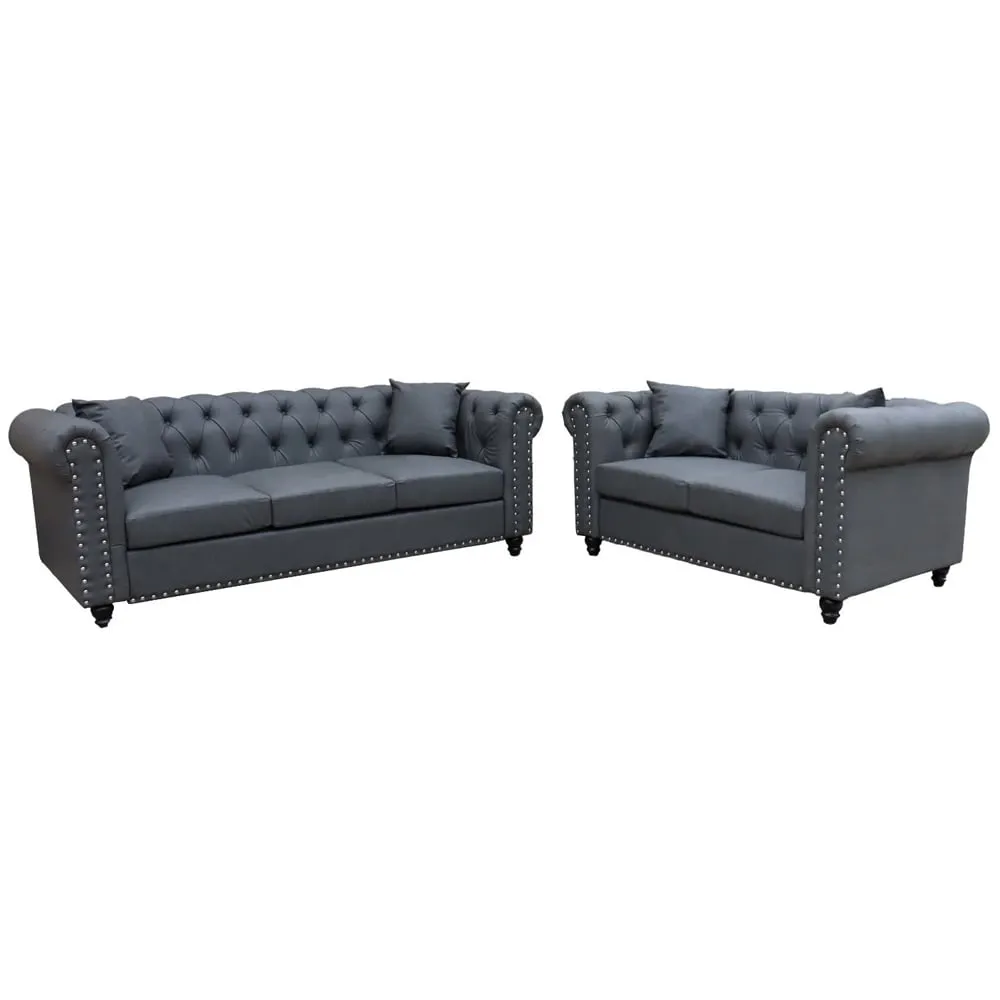 Oceanside 3+2 Seater Sofa Set - Light Grey, Faux Leather