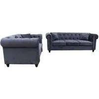 Oceanside 3+2 Seater Sofa Set - Medium Grey, Velvet