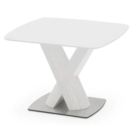 Oceanside Square Lamp Table - White High Gloss, Glass product