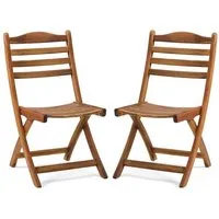 Ocevara Outdoor Dining Chair without Arms, Set of 2 - Golden Brown, Acacia Wood alternate view