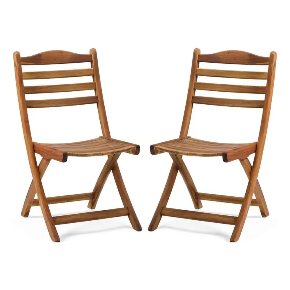 Ocevara Outdoor Dining Chair without Arms, Set of 2 - Golden Brown, Acacia Wood product